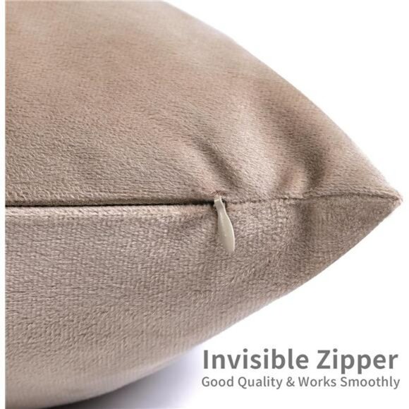 Velvet Throw Pillow Covers 18x18 Set of 4 Brown Decorative Cushion Cases for Sof - Picture 4 of 7